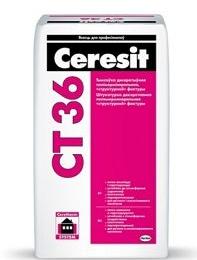 Декоративная цементная штукатурка  Ceresit CT 36  , 25кг (под окрас, машинного нанесения)