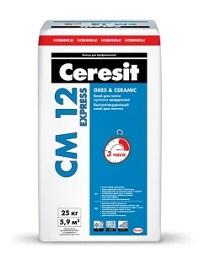 Клей для плитки (быстротвердеющий) CERESIT CM 12 EXPRESS, 25 кг