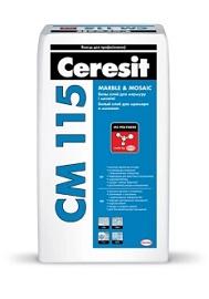 Белый клей для мрамора и мозаики CERESIT CM 115, 25 кг